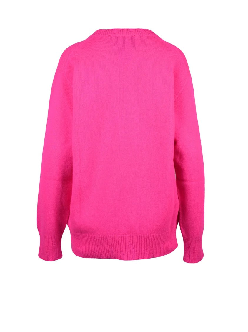 Amaranto Amaranto Oversized Crewneck Sweater With Ribbed Cuffs And Relaxed Fit