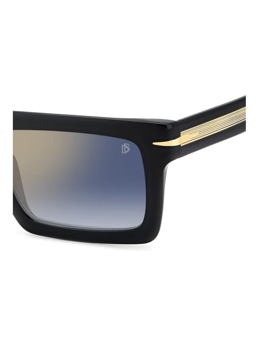 David Beckham Bold Square Frame Sunglasses With Gradient Lenses And Gold Accents
