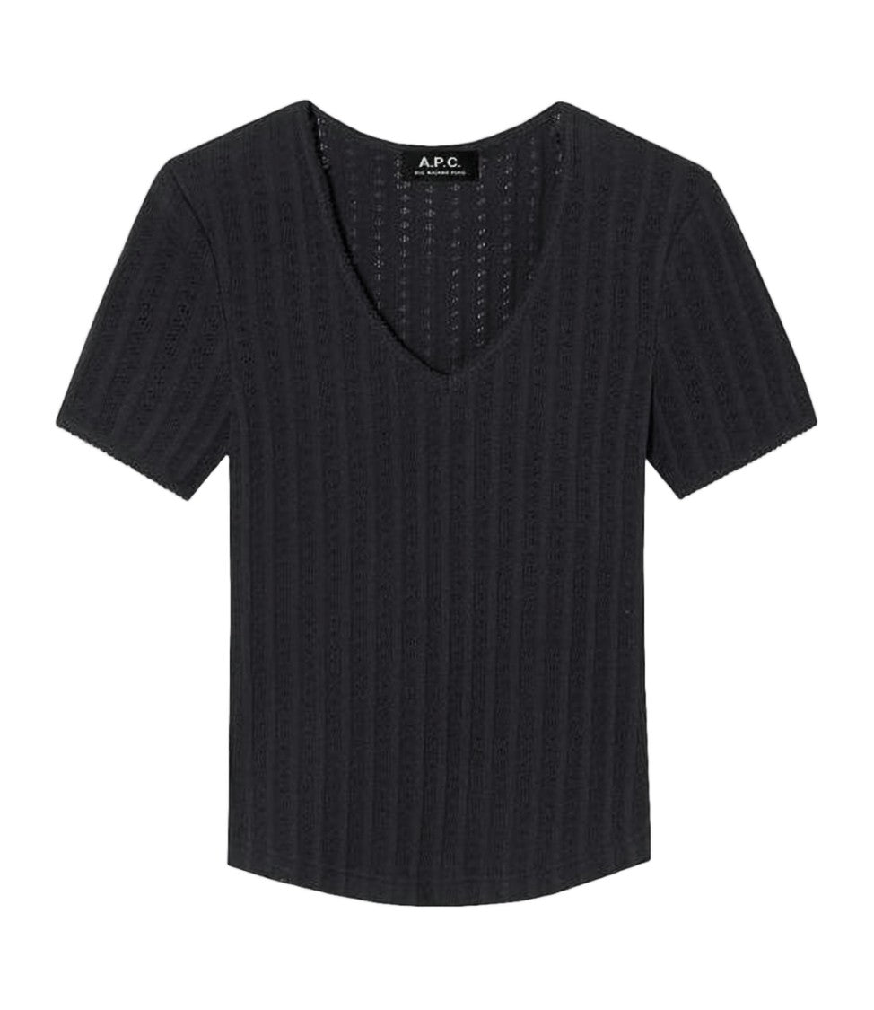 A.P.C. Textured V-Neck Fitted Top
