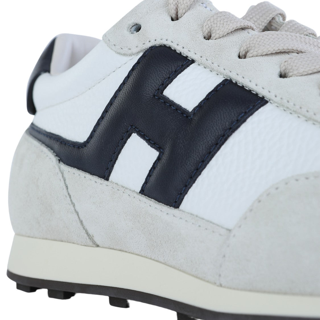 Hogan White Sneakers With Grey Suede Overlays