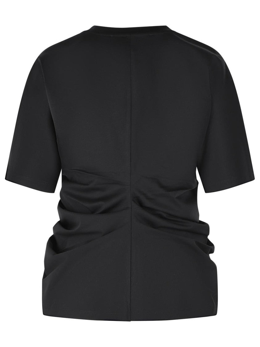 Róhe Draped T-Shirt In Black Cotton Blend