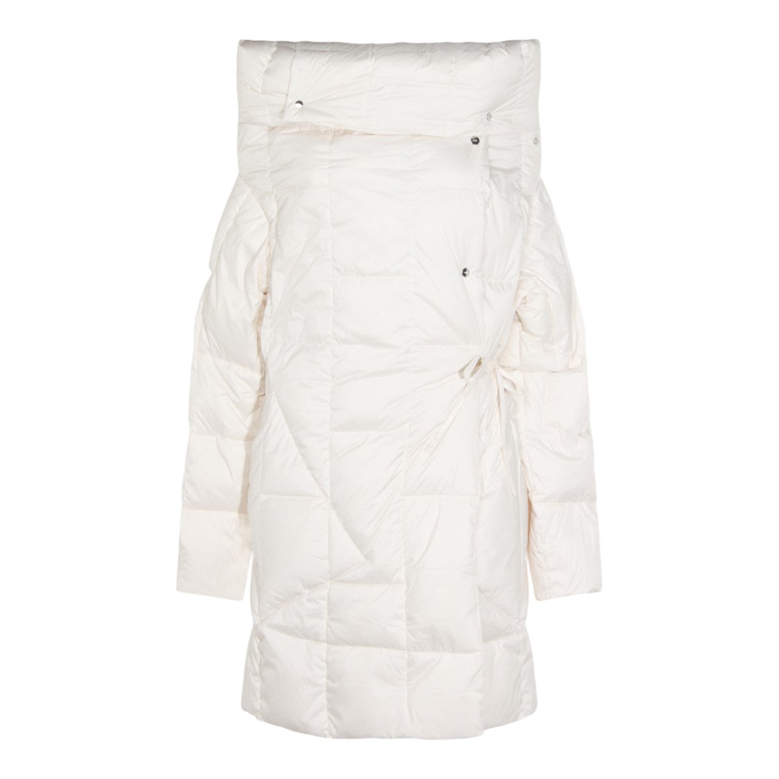 Add Quilted Wrap Coat With High Collar