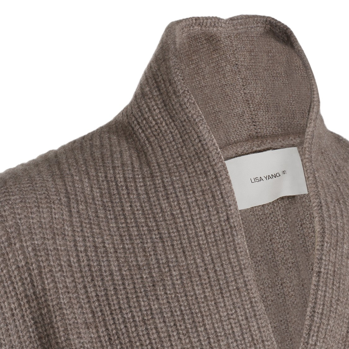 Lisa Yang Double-Breasted Ribbed Knit Shawl Collar Sweater