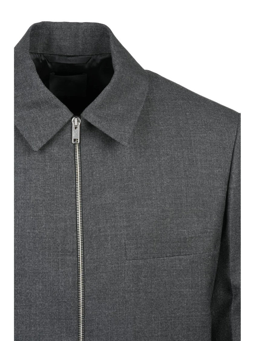 Givenchy Wool Coat With Zip Closure And Classic Collar