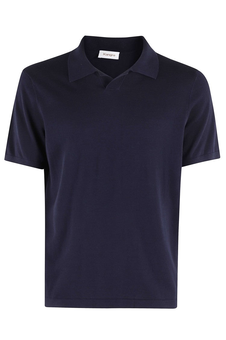 Kangra Blue Skipper Single Thread Ribbed Trim Cotton Polo Shirt