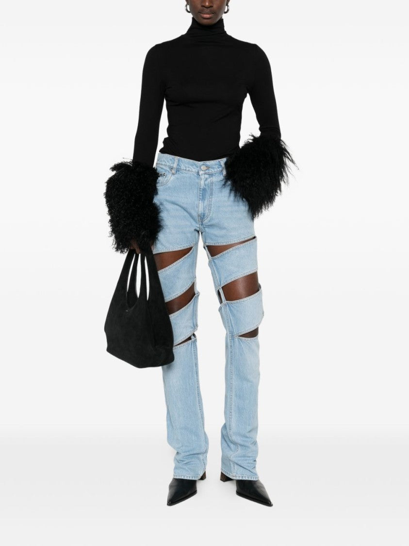 Coperni Light Blue Cut-Out Denim Jeans With Five-Pocket Design
