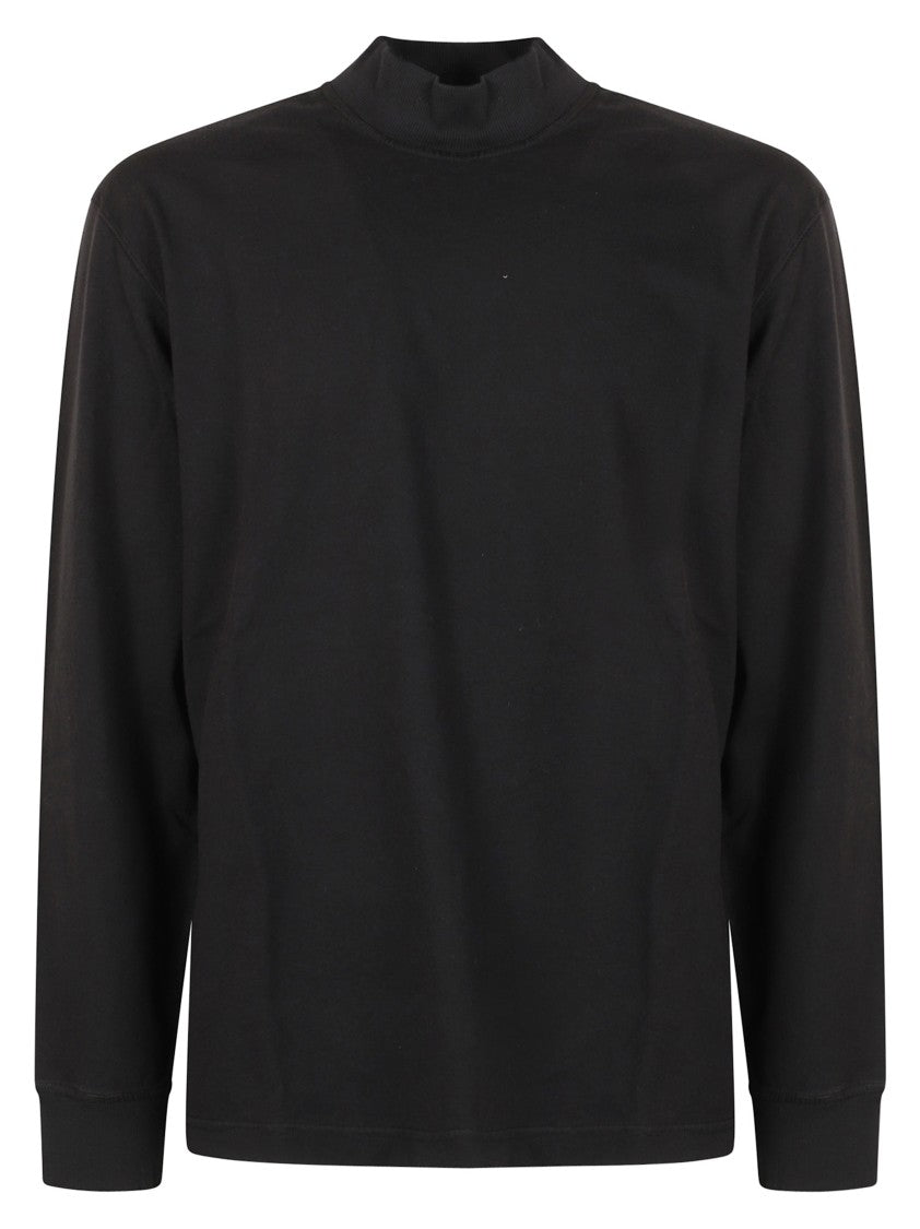 Stone Island Long-Sleeve Black T-Shirt With High Neckline