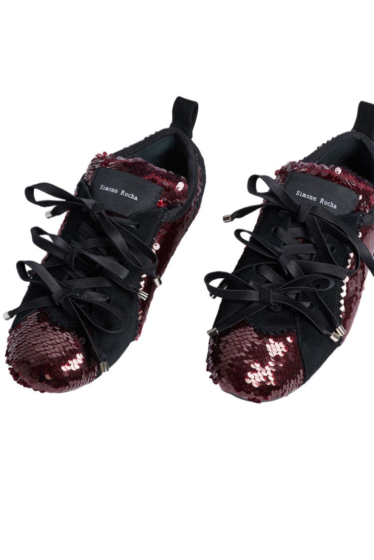 Simone Rocha Red Black Ballerina Grip Sequin Sneakers