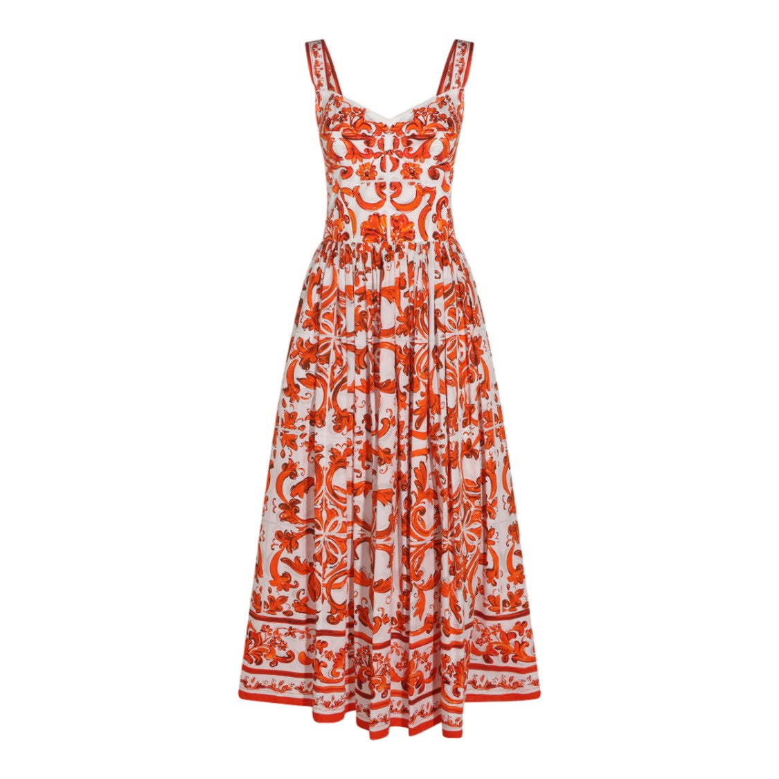 Dolce & Gabbana Intricate Orange Baroque Floral Midi Dress