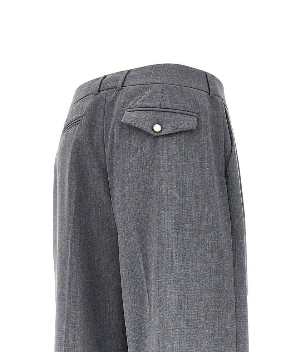 Thestroy Anthem Cotton-Blend Pleated Melange Cropped Pants