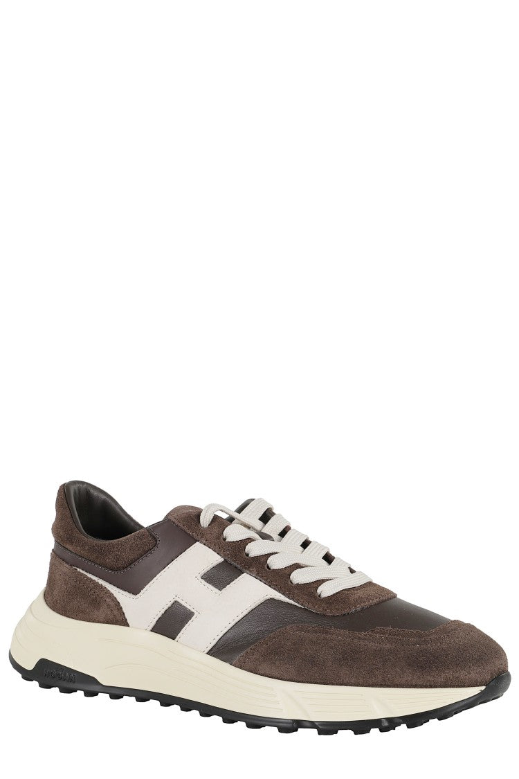 Hogan Hyperlight Lace-Up Sneakers With Contrasting Side H And Technical Fabric