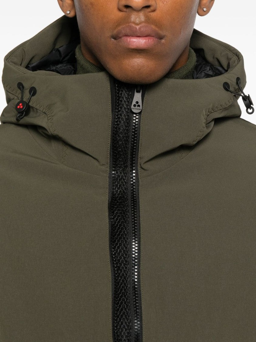 Peuterey Minimalist Olive Green Hooded Coat