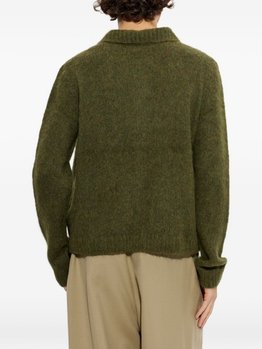 Dries Van Noten Textured Button-Up Sweater With Classic Collar