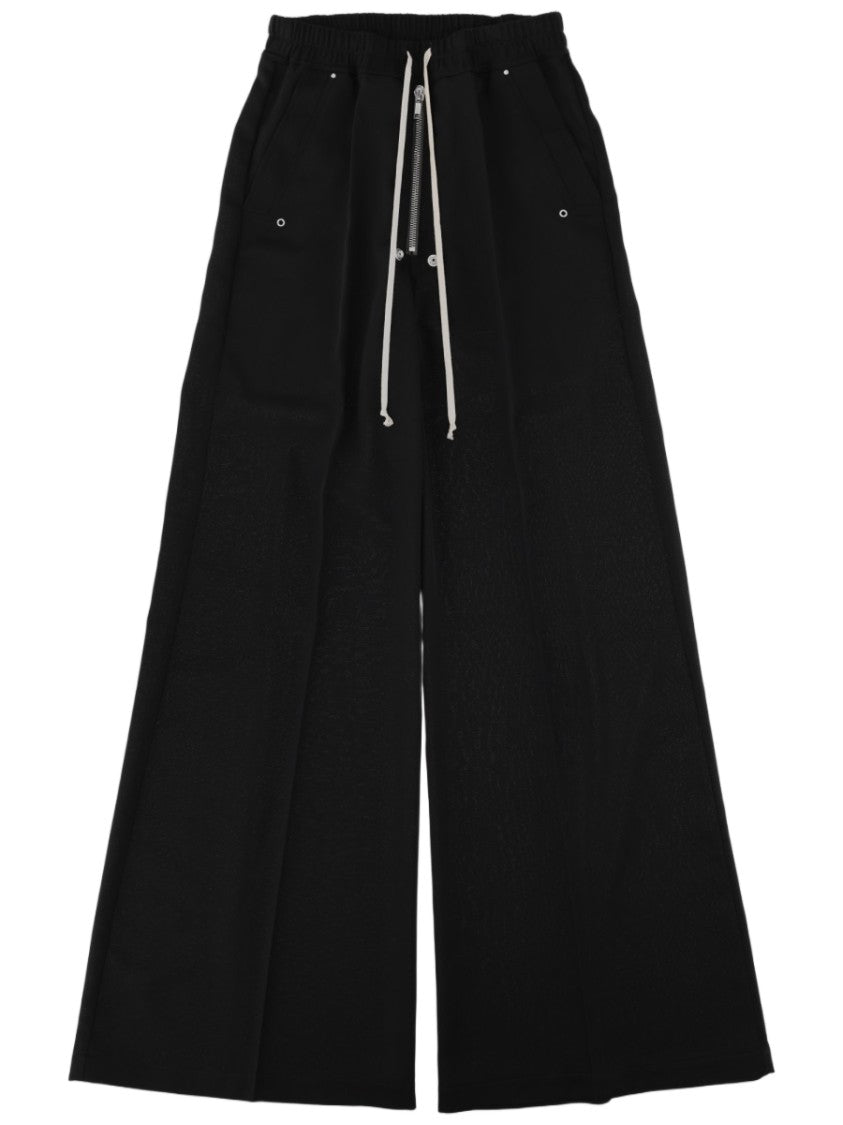 Rick Owens Wide-Leg Wool Pants With Adjustable Drawstrings And Flap Pockets