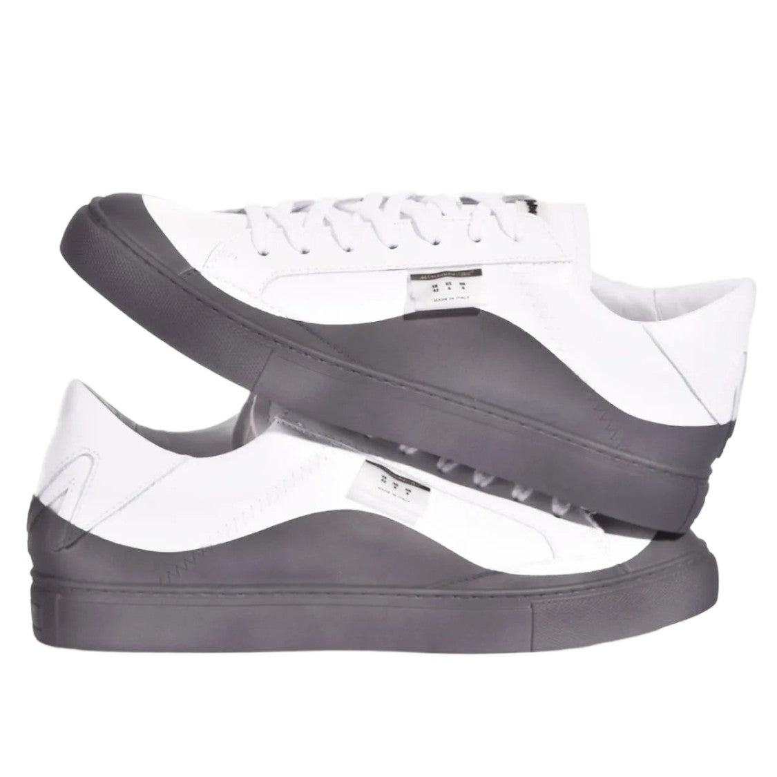 Mimanera White Grey Handcrafted Satin Effect Sneakers