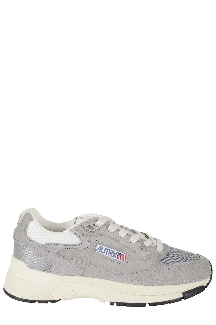 Autry Gray Hyperway Low Mesh Inserts Suede Sneakers