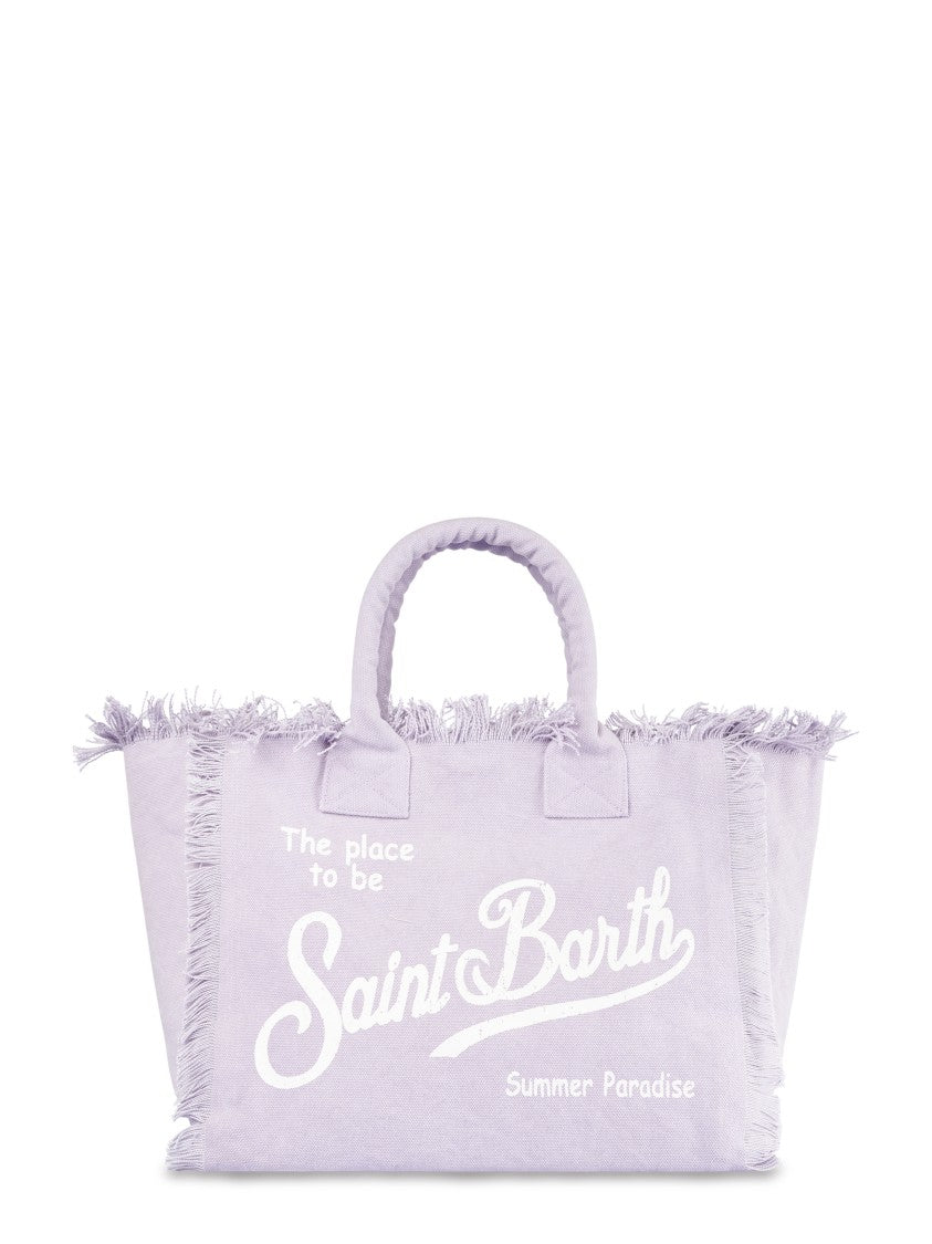 Mc2 Saint Barth Spacious Fabric Shoulder Bag With Fringed Edges