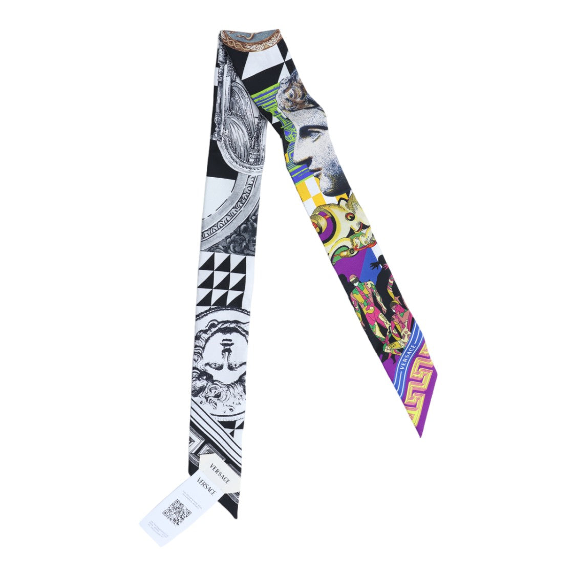 Versace Artistic Long Patterned Logo Scarf