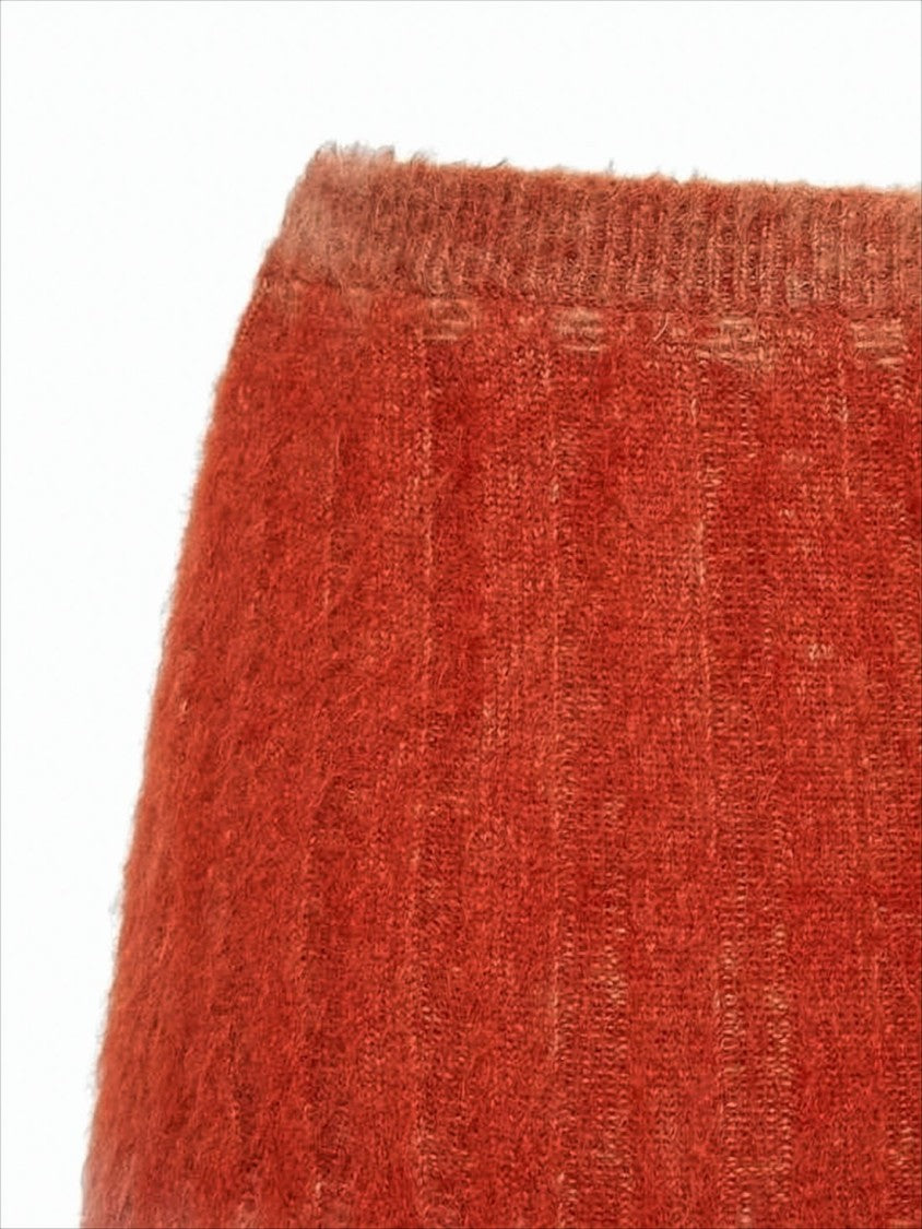 Fendi Gradient Knit Midi Skirt With Fuzzy Texture