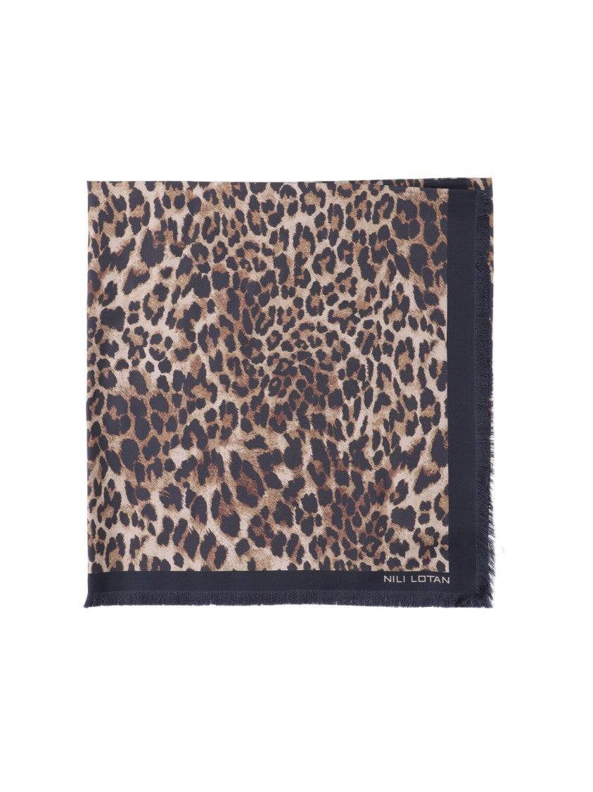 Nili Lotan Animal Print Scarf – Brown