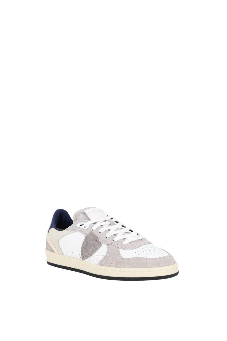 Philippe Model Pigalle Leather And Suede Blue Heel Sneakers