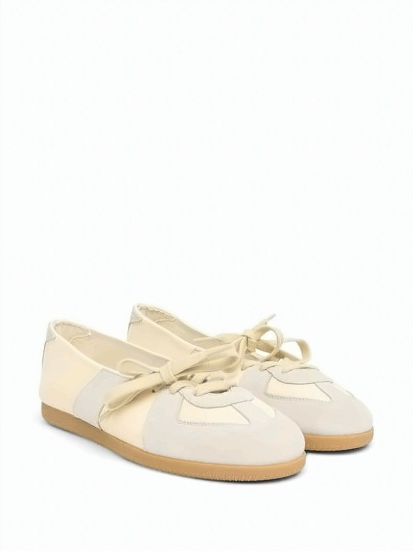 Maison Margiela Low-Profile Sneakers With Lace-Up Design In Neutral Tones