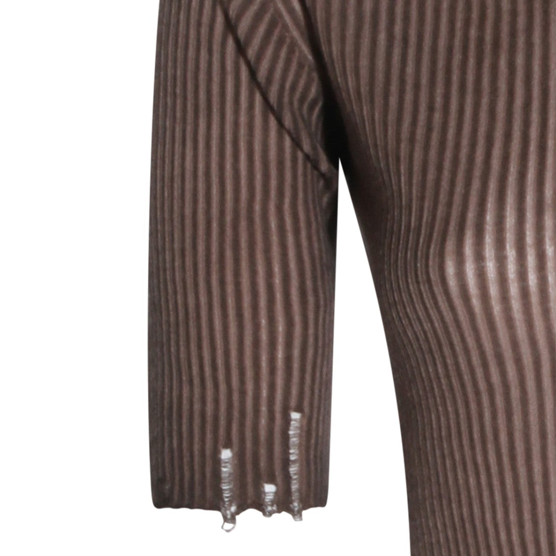 Uma Wang Slim-Fit Distressed Ribbed T-Shirt With Elegant Details
