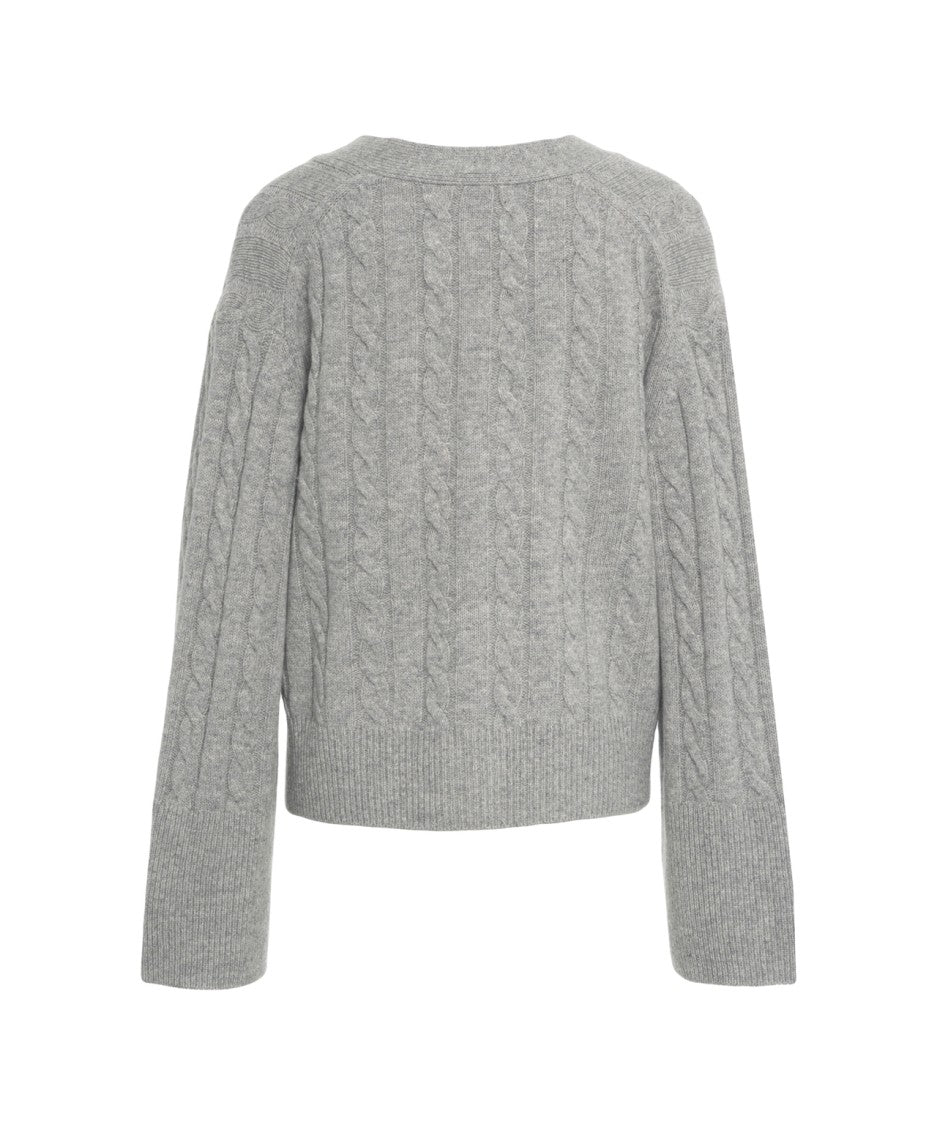 Second Female Cable Knit Cardigan With V-Neckline And Button Closure