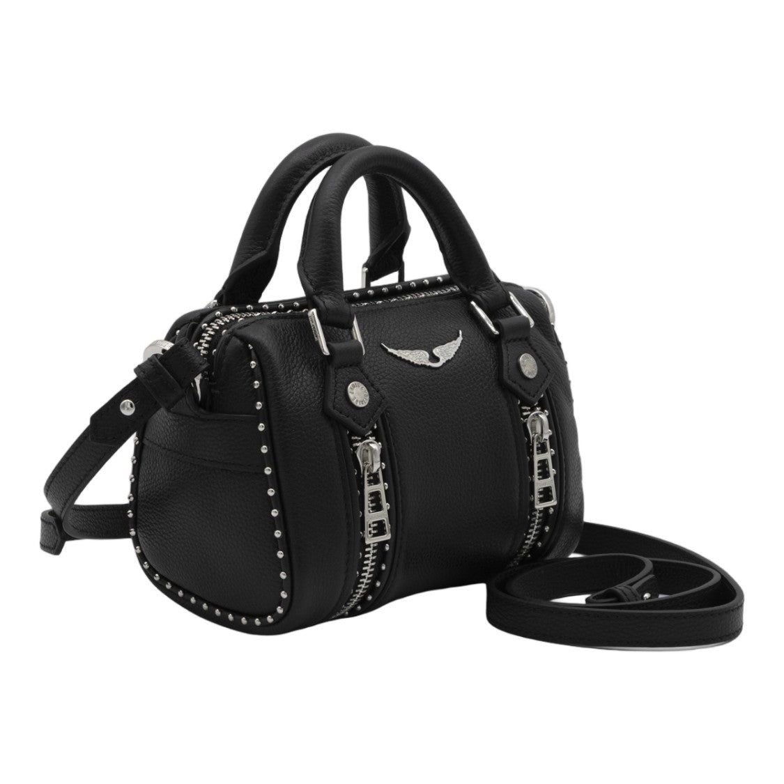 Zadig & Voltaire Compact Textured Handbag With Silver Accents