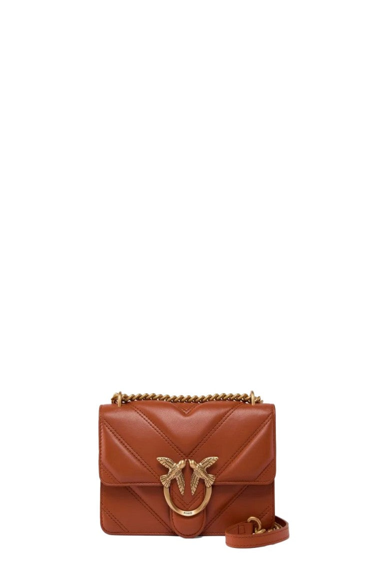 Pinko Brown Leather Handbag With Quilted Design