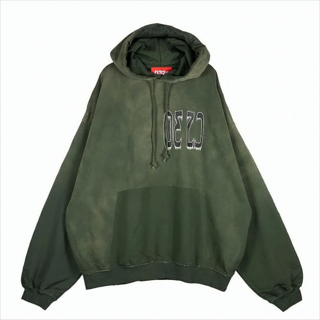 032C Oversized Washed Olive Green Hoodie