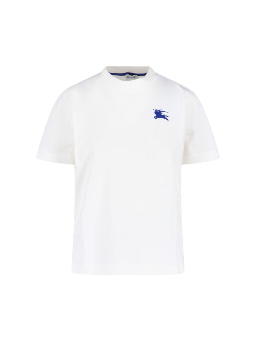 Burberry "Ekd" T-Shirt In White Cotton, Crew Neck