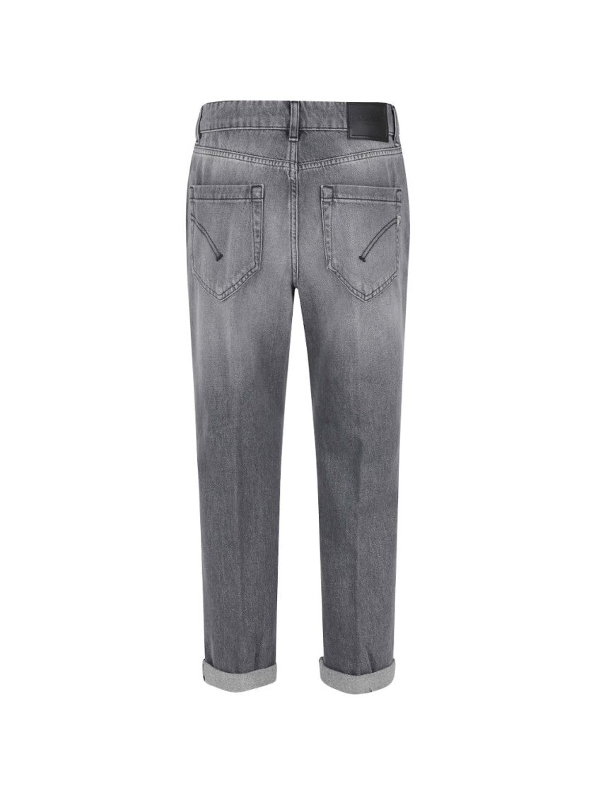 Dondup Grey Buttoned Rolled Hem Jeans