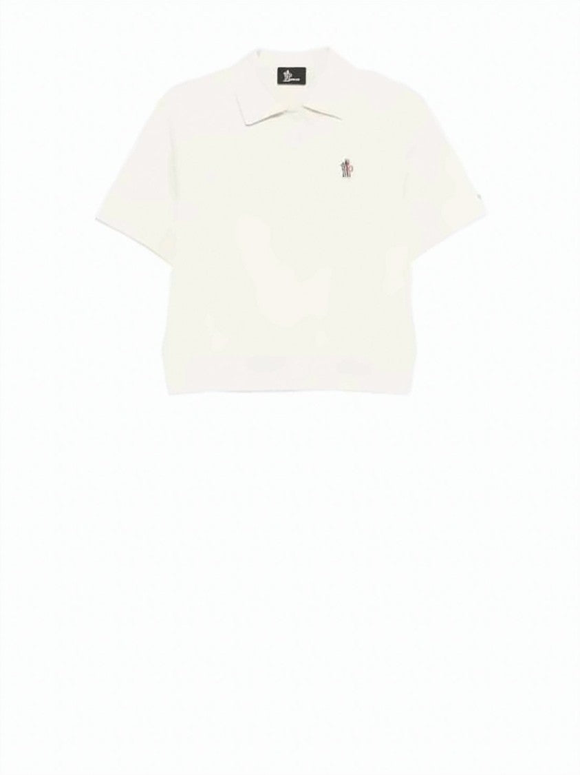 Moncler Cropped Polo Shirt With Classic Collar And Embroidered Logo