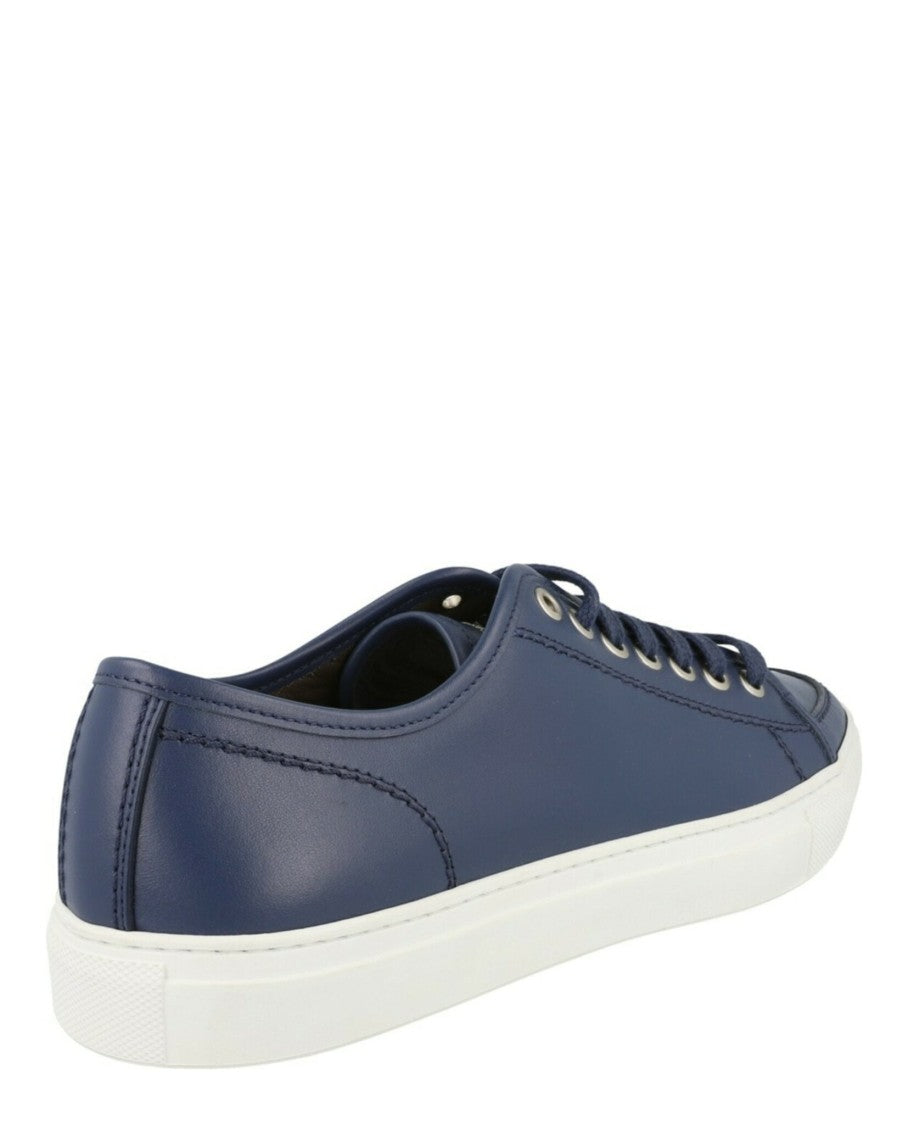 Brioni Leather Low-Top Tennis Sneakers With Silver-Tone Hardware