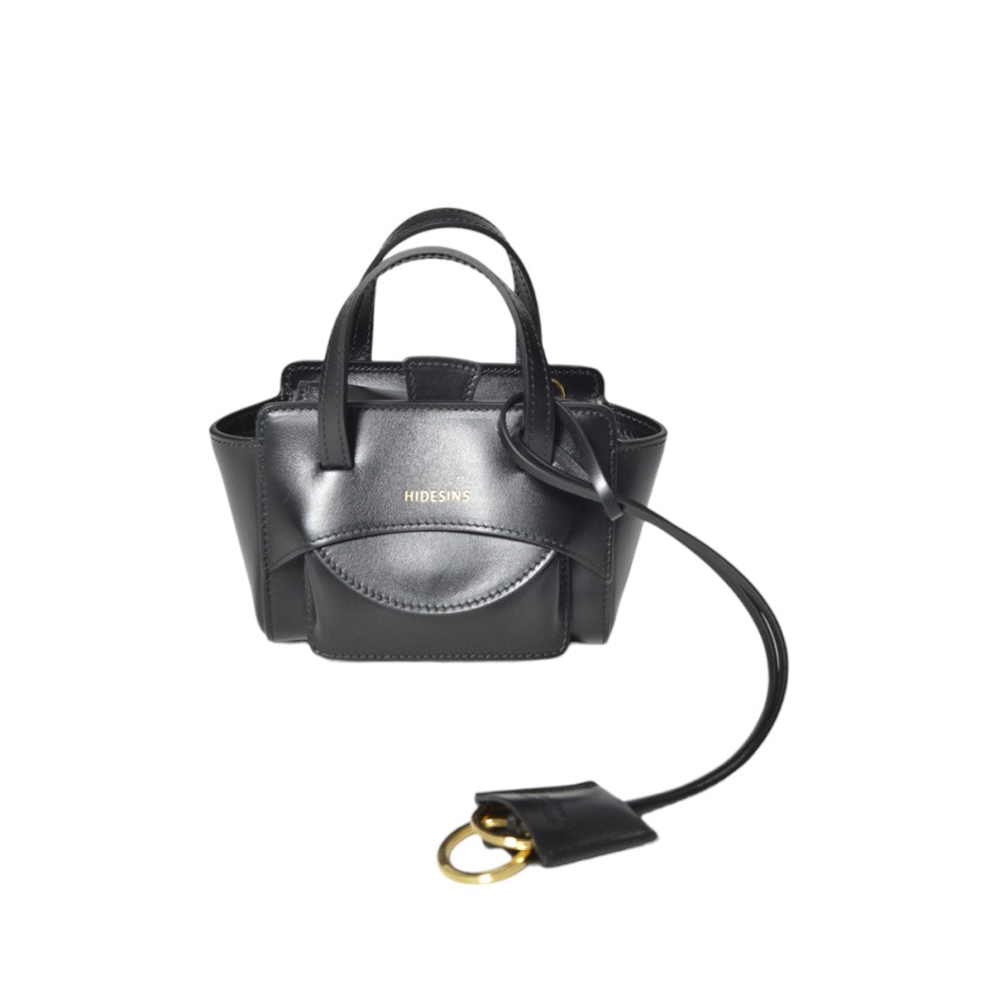 Hidesins Black Leather Flap Xs Mini Handbag