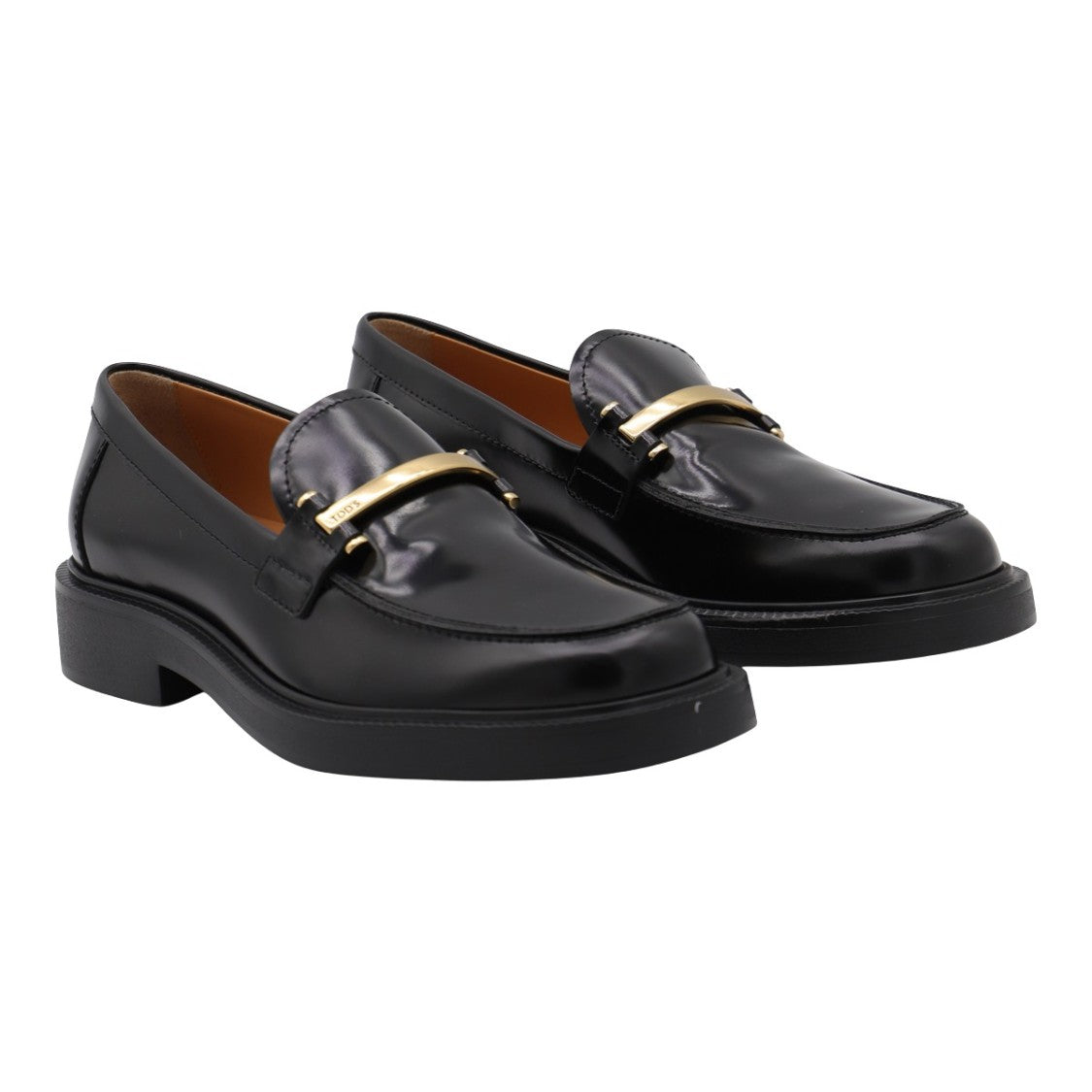 Tod's Polished Black Leather Flat Shoes
