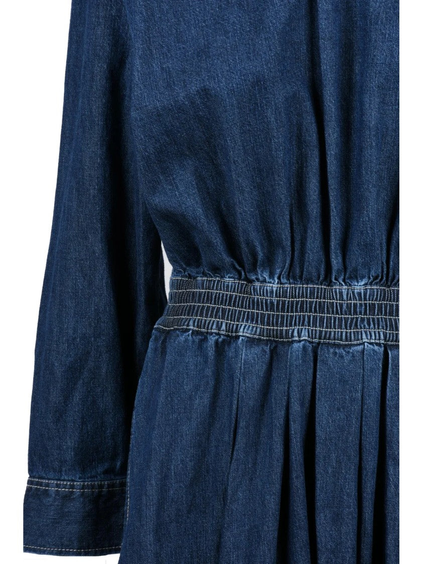 Bellerose Blue Cotton Zip Shirt-Sleeve Denim Dress