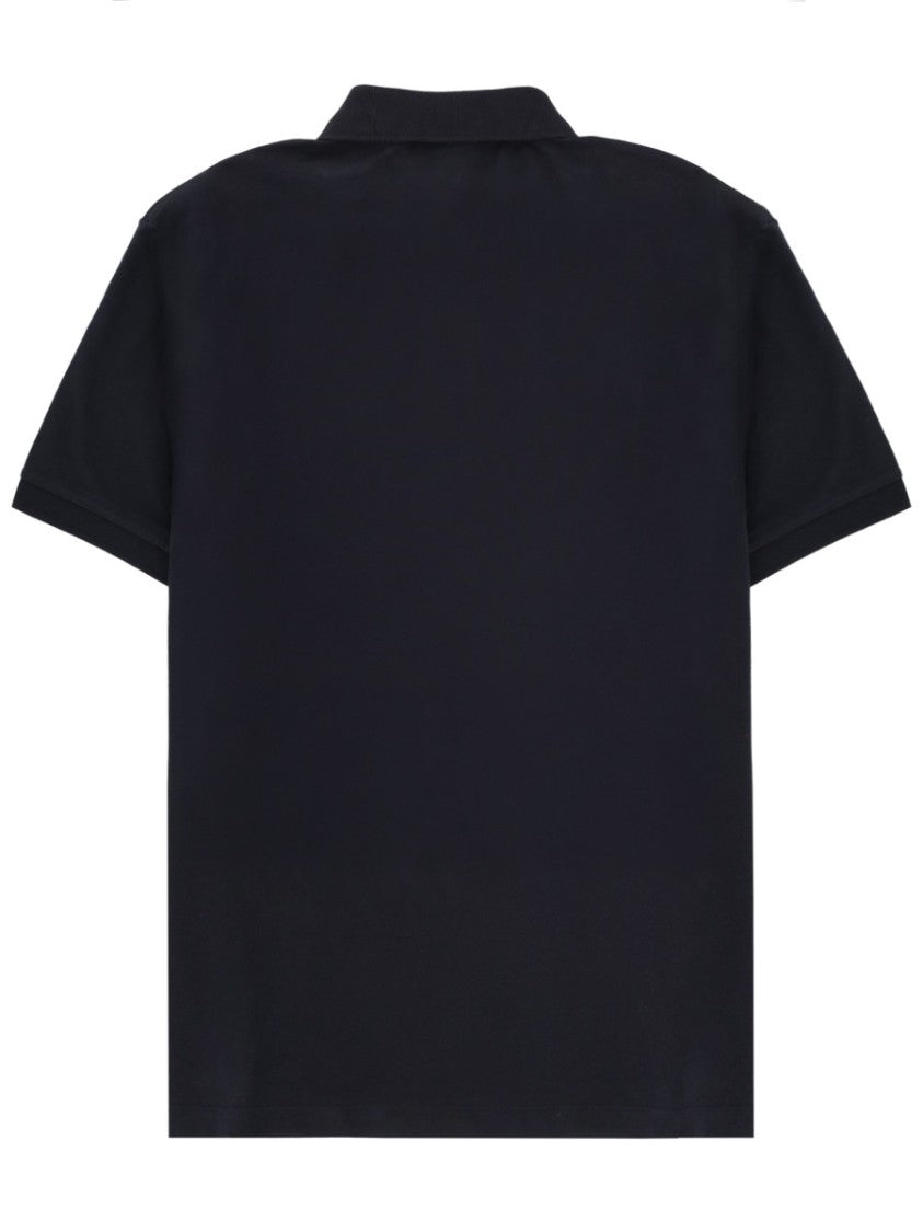 Stone Island Black Cotton Logo Patch Polo Shirt