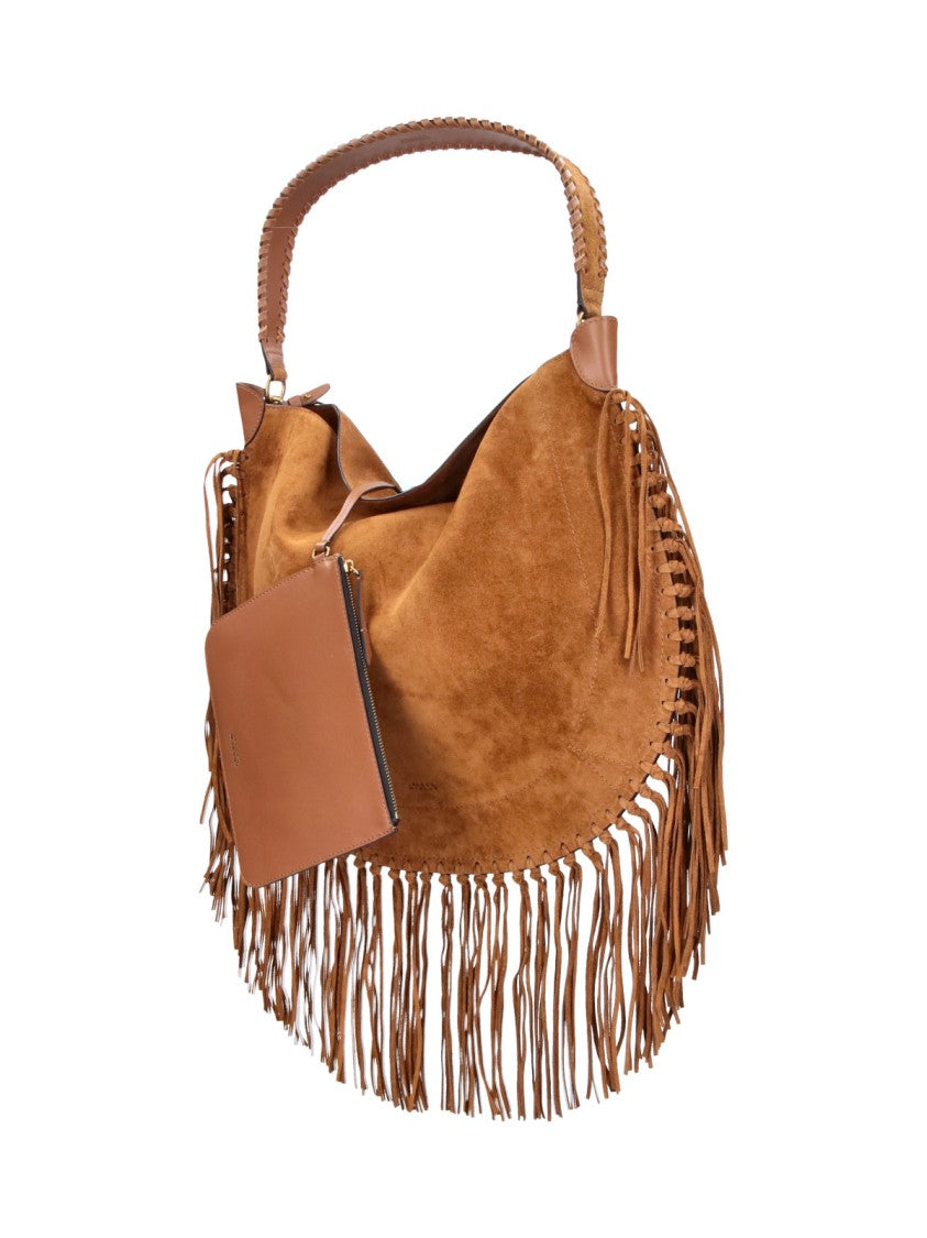 Isabel Marant Brown Oskan Soft Calf Suede Fringe Shoulder Bag