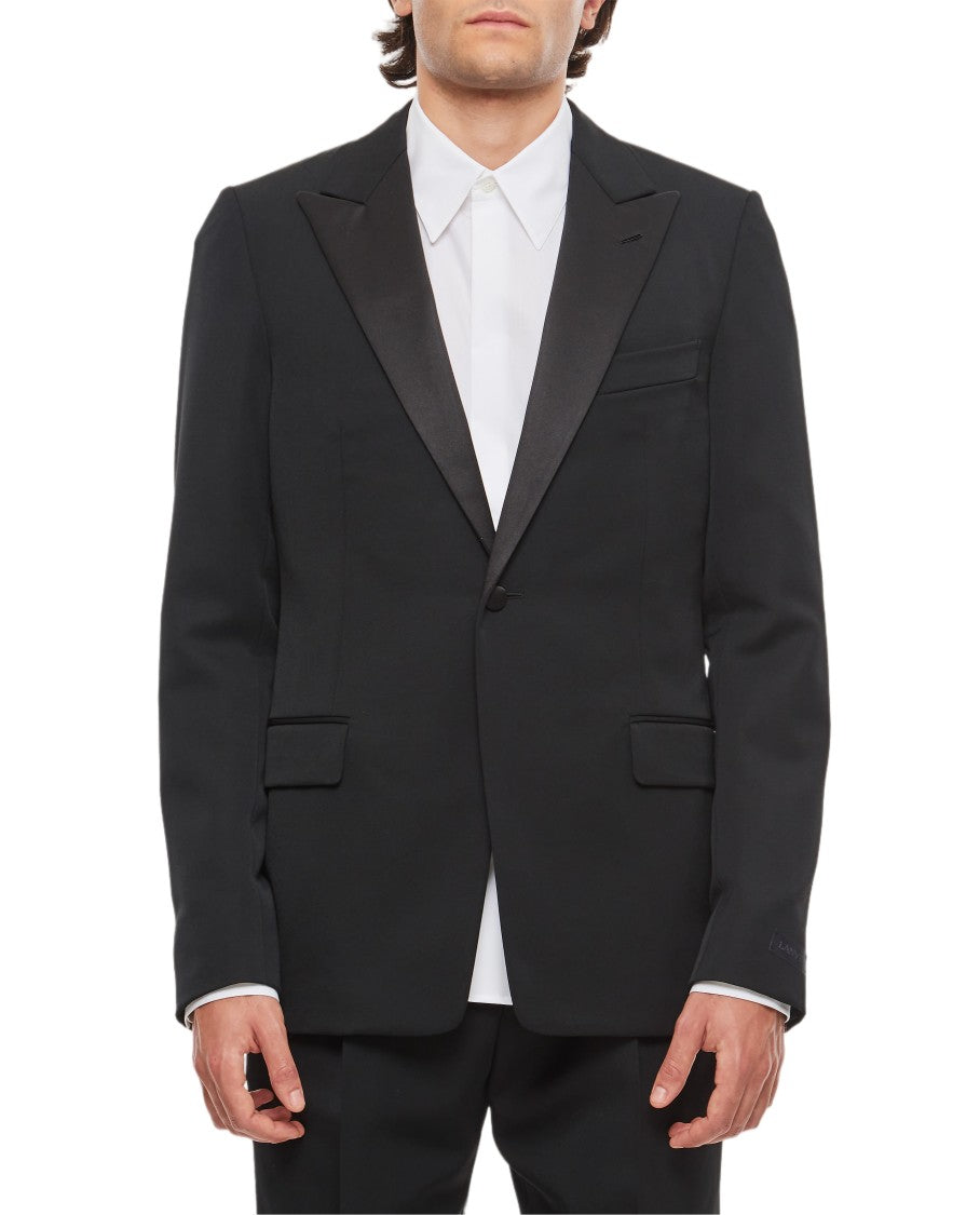 Lanvin Sleek Black Wool Tuxedo Jacket With Flap Pockets