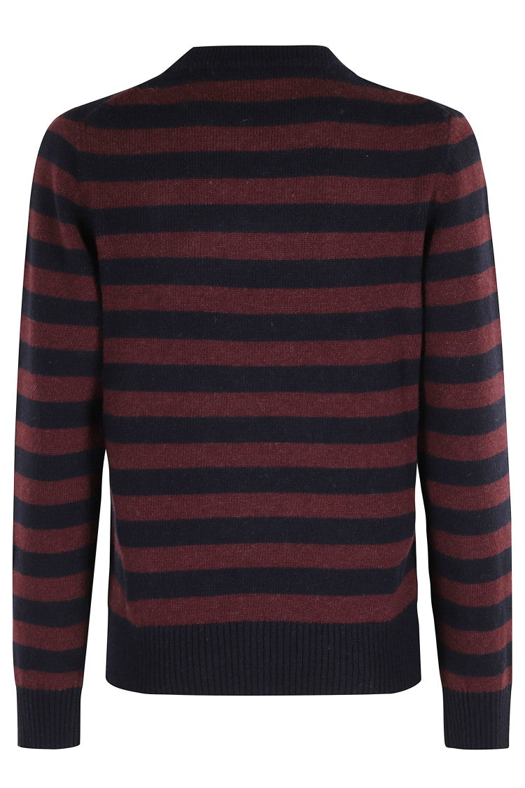 Ganni Blue/Burgundy Graphic Stripes Sweater