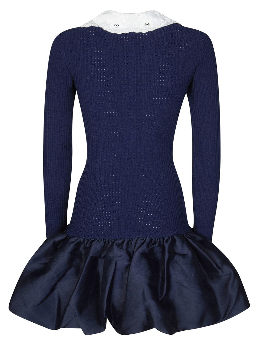 Self-Portrait Blue Scalloped Collar Taffeta Mini Dress