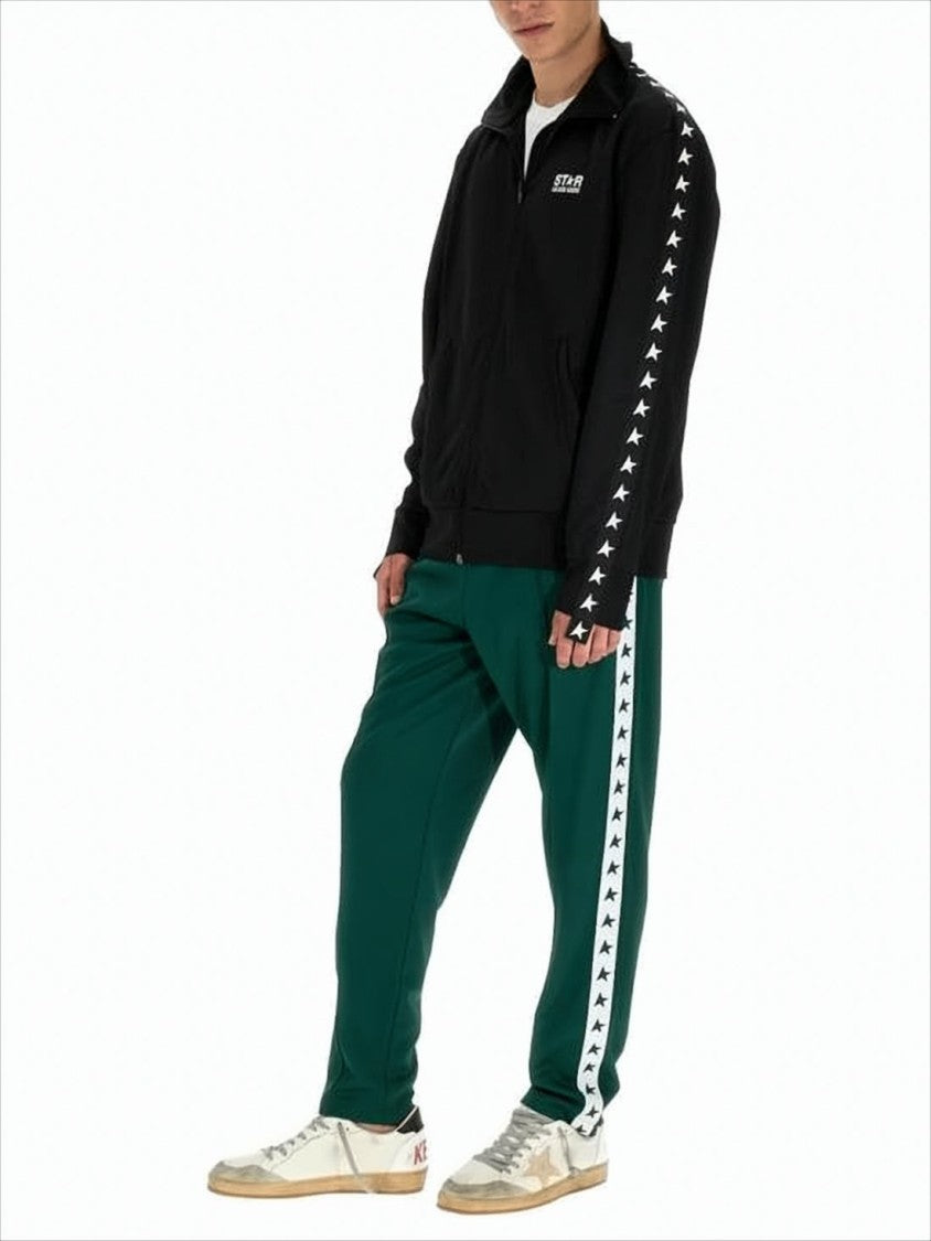 Golden Goose Zip-Up Jacket With Star Prints And Logo