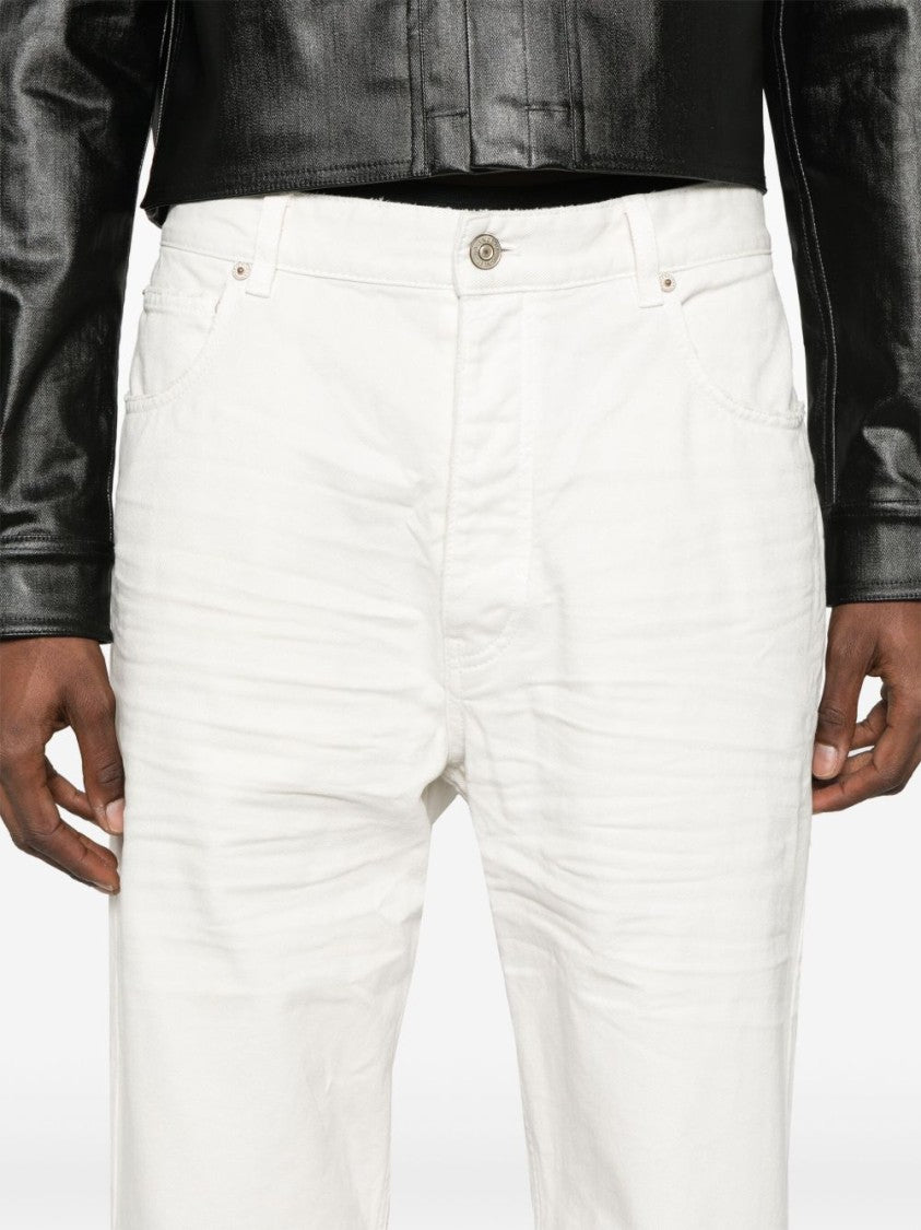 Balenciaga Distressed-Effect White Jeans With Classic Five-Pocket Design