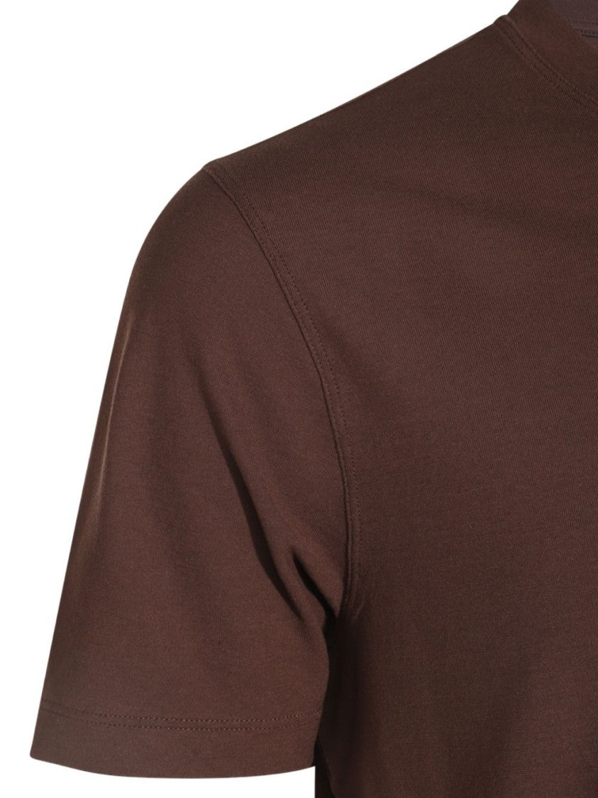 Zanone Brown Round Neck T-Shirt With Short Sleeves