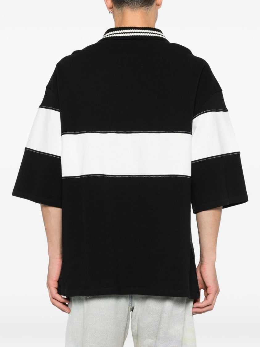 Amiri Black Polo Shirt With White Striped