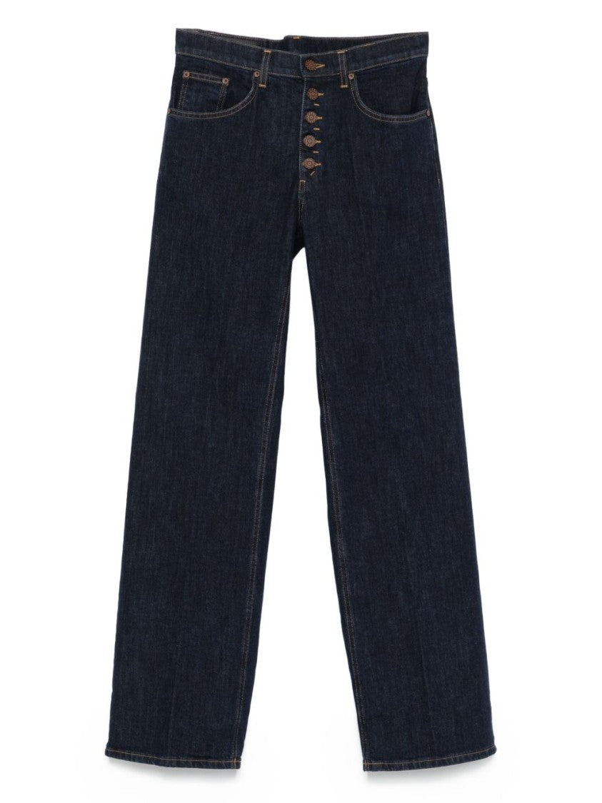 Dondup High-Waisted Indigo Denim Jeans With Straight-Leg Silhouette