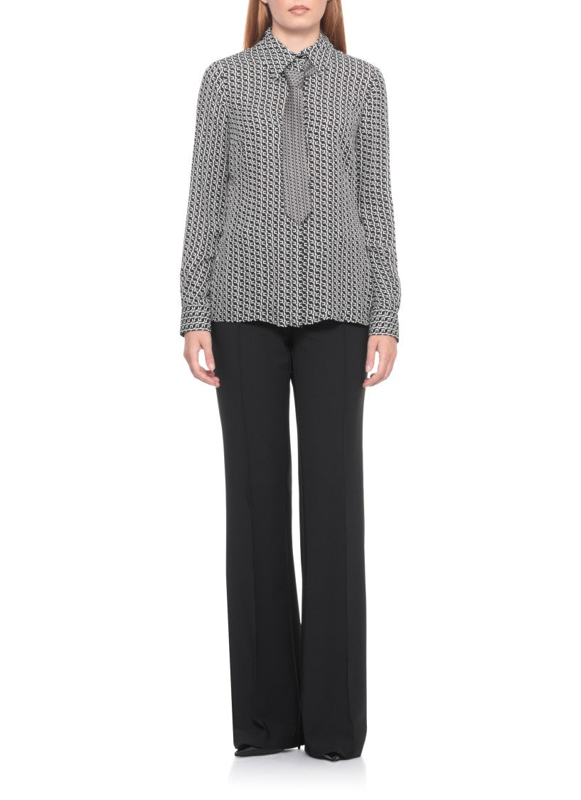 Elisabetta Franchi Geometric Print Viscose Shirt With Classic Collar