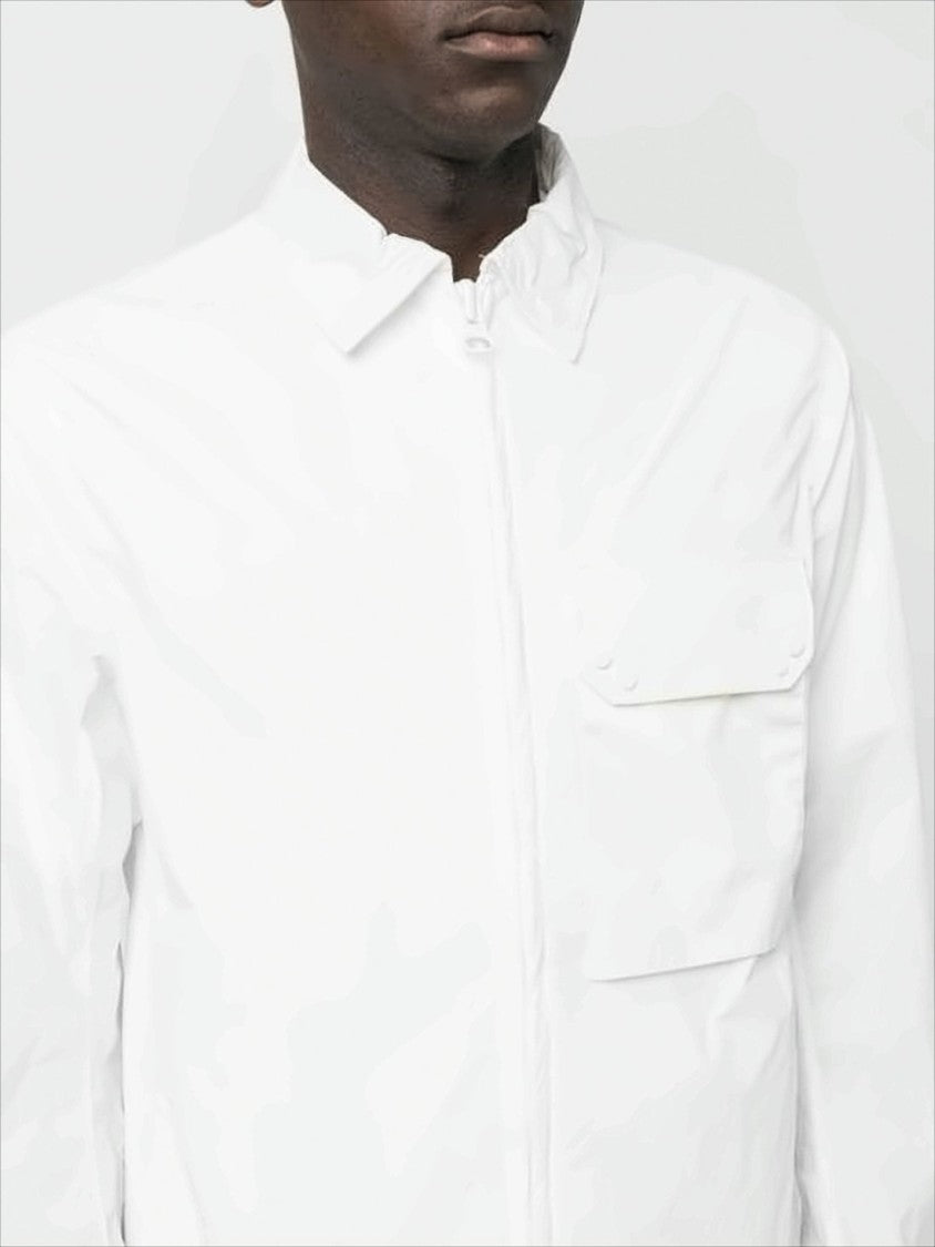 Ten C White Zip-Front Jacket With Flap Pocket